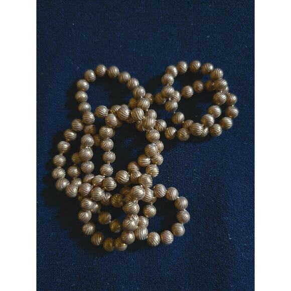 Antique brass string bead necklace Handmade 34" original RARE - Picture 3 of 7
